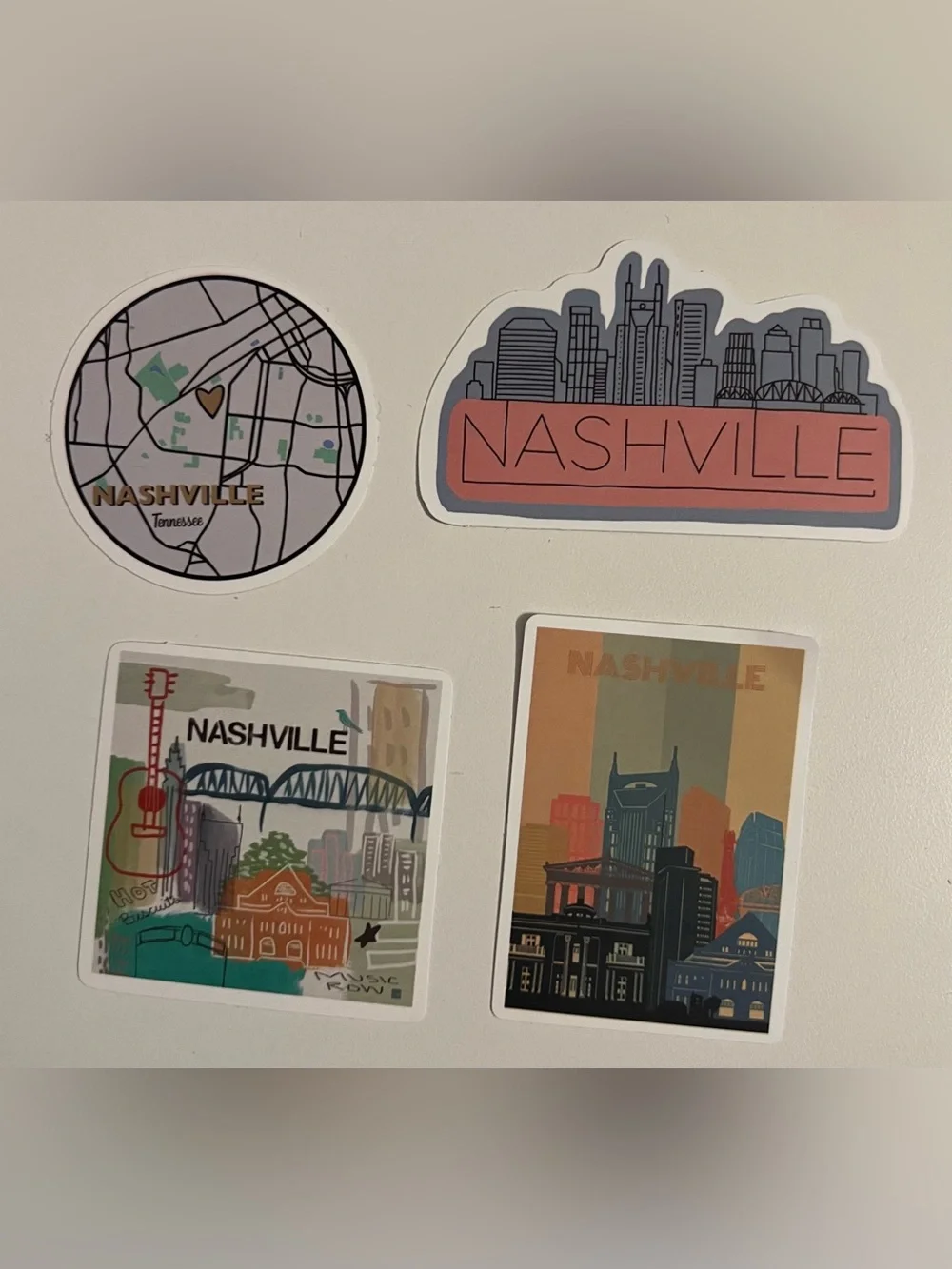 Nashville Cityscape Sticker Set - 4 stickers